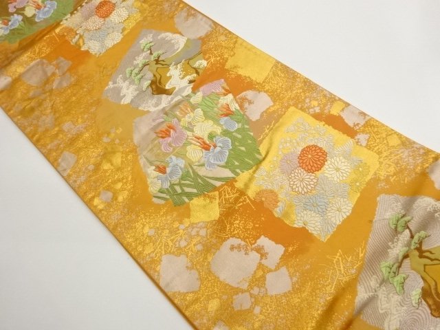 JAPANESE KIMONO / FUKURO BOI / WOVEN SCATTERED NORI & FLOWER 